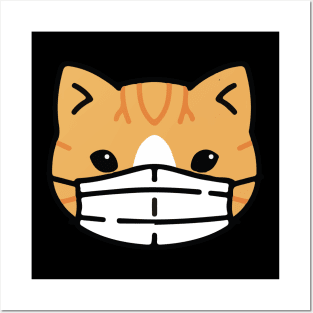 Cat Face Mask Covid 19 Funny Cute Posters and Art